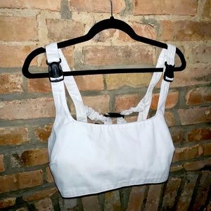 White Buckle Crop Top